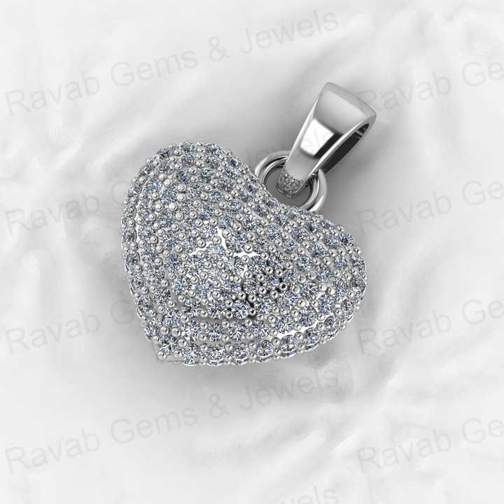 New Arrival 925 Silver 14mm Pave Diamond CZ Puffy Heart Love Hip Hop Charm Pendant Necklace Memorial Fine Jewelry For Women