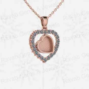 Genuine 925 Silver CZ 8mm Heart Mother Love Semi Mounting Blank Charm Pendant Setting for Resin Ashes Work & Breastmilk Jewelry