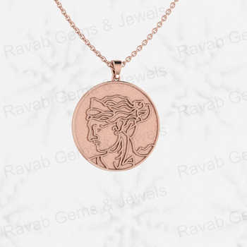 Top Selling Genuine 925 Sterling Silver 30mm Circle Pendant Necklace Women's Memorial Art Deco Keepsake Jewelry for Mother's Day