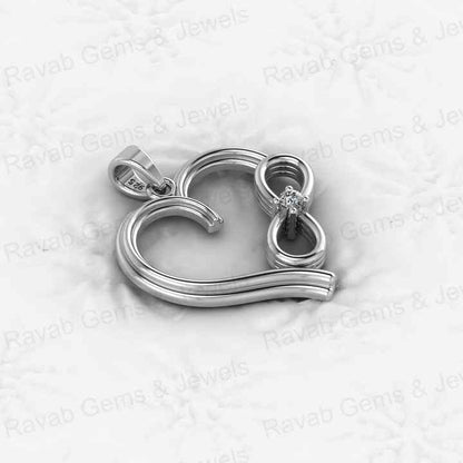 Best Selling Genuine 925 Silver 22mm Love Heart & Infinity With CZ Personalized Women's Charm Pendant Necklace Fine Jewelry