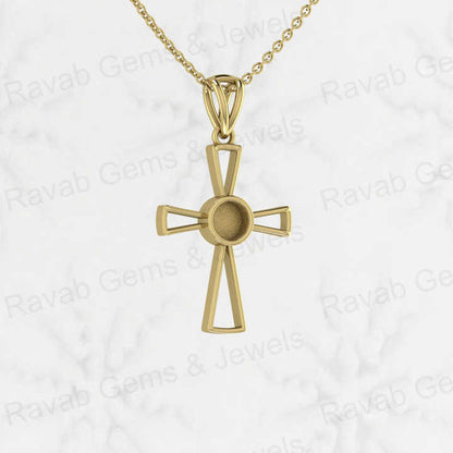 Genuine 925 Sterling Silver 24x18mm Christ Cross Semi Mounting Blank Setting Charm Pendant for Jewelry Findings & Components
