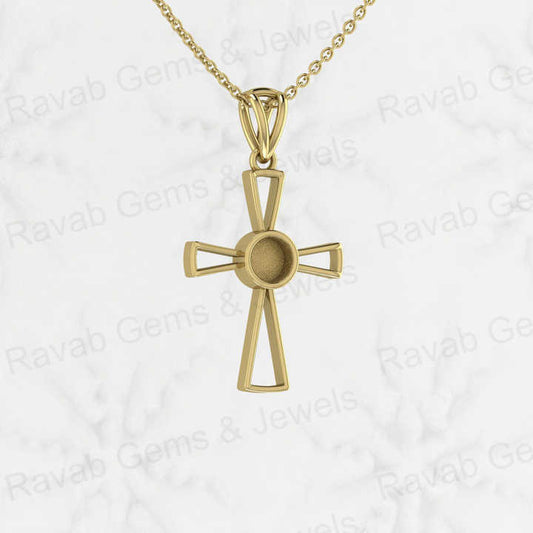 Genuine 925 Sterling Silver 24x18mm Christ Cross Semi Mounting Blank Setting Charm Pendant for Jewelry Findings & Components