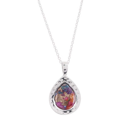 Beautiful 12x16mm Dahlia Mohave Mix Oyster Copper Turquoise With CZ 925 Silver Fine Jewelry Teardrop Pendant Necklace for Women