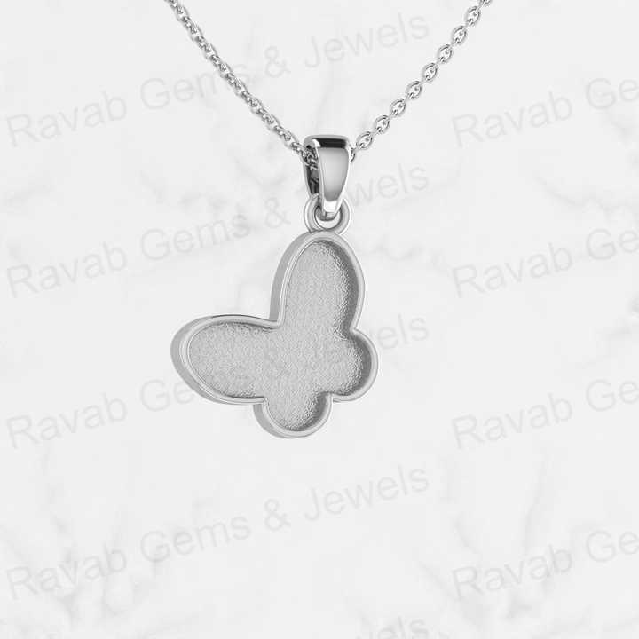 Genuine 925 Silver 17mm Dainty Butterfly Semi Mounting Blank Base Charm Pendant Setting for Resin & Ashes Work Keepsake Jewelry