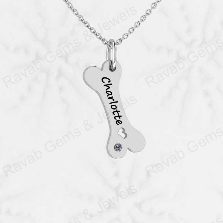 Christmas Sale Solid 925 Sterling Silver Engraved Dog Bone Personalized Dog Name Necklace Pendant Fine Handmade Jewelry