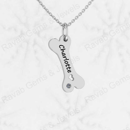 Christmas Sale Solid 925 Sterling Silver Engraved Dog Bone Personalized Dog Name Necklace Pendant Fine Handmade Jewelry
