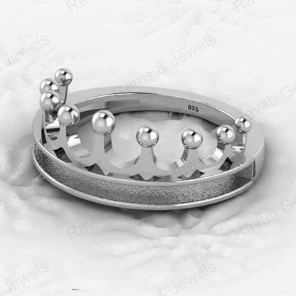 925 Silver Princess Crown Semi Mount Blank Bezel Setting Channel Ring Good for Ashes & Resin Work Keepsake Breastmilk Jewelry