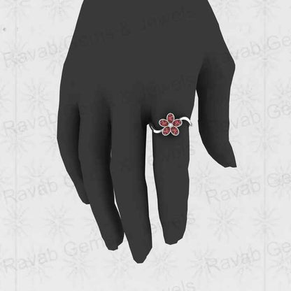 Best Selling Genuine 925 Sterling Silver Pink Ruby Copper Oval Gemstone Bezel Setting Wide Mobius Ring for Custom Jewelry