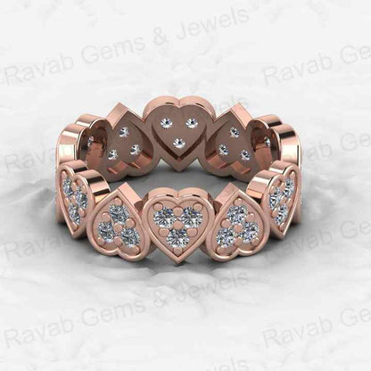 Best Selling 925 Silver Gold Vermeil CZ Diamond Full Eternity Heart Wedding Band Love Song Women Ring Personalized Fine Jewelry