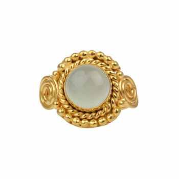 18K Gold Plated Beautiful 8mm Natural White Moonstone Solid 925 Sterling Silver Boho Simple Gemstone Ring Elegant Fine Jewelry