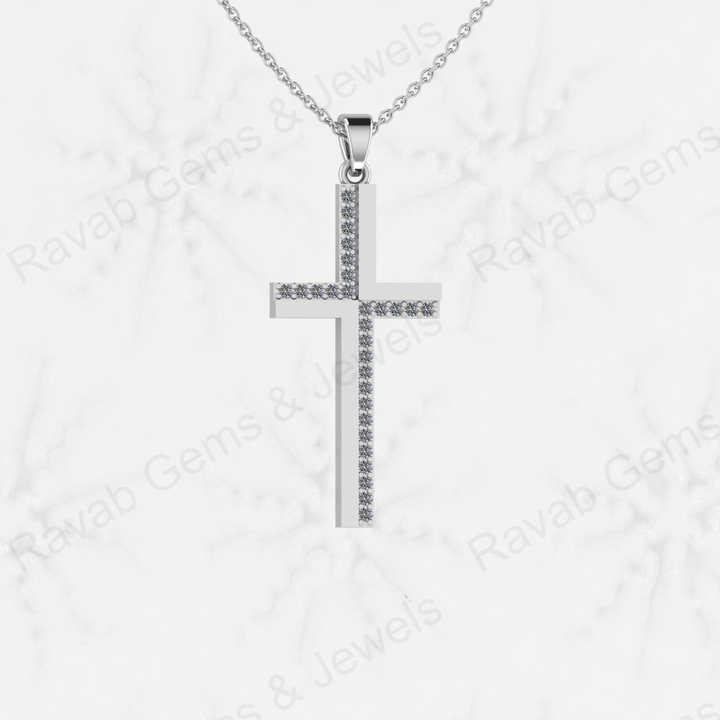 Christmas Sale Solid 925 Sterling Silver Rhinestone Cries Cross CZ Pave Jesus Necklace Pendant for Men & Women Fine Jewelry