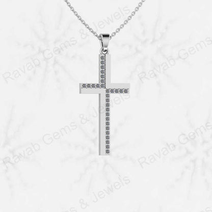 Christmas Sale Solid 925 Sterling Silver Rhinestone Cries Cross CZ Pave Jesus Necklace Pendant for Men & Women Fine Jewelry