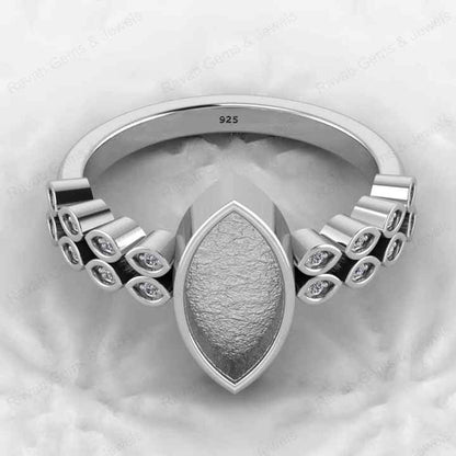 High Quality 925 Sterling Silver 12x16mm Marquise Semi Mount Blank Bezel Setting Ring Good for Resin Gemstone Jewelry Component