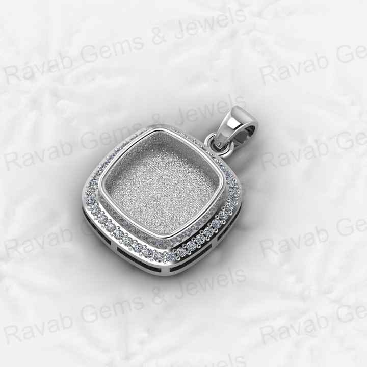 Genuine 925 Genuine Silver 10x10mm Cushion Locket Charm Pendant Semi Mounting Setting for Resin CZ Jewelry Findings Components