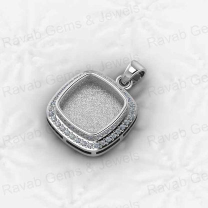 Genuine 925 Genuine Silver 10x10mm Cushion Locket Charm Pendant Semi Mounting Setting for Resin CZ Jewelry Findings Components