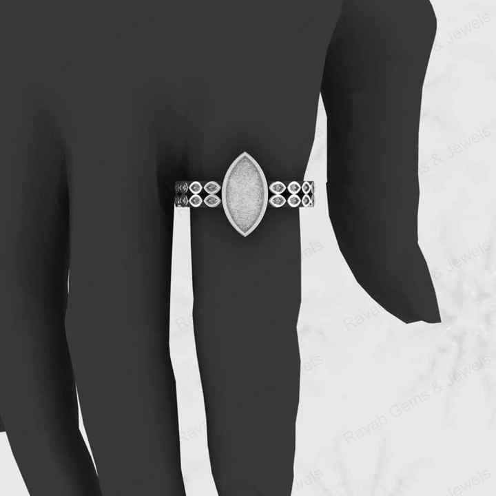 High Quality 925 Sterling Silver 12x16mm Marquise Semi Mount Blank Bezel Setting Ring Good for Resin Gemstone Jewelry Component