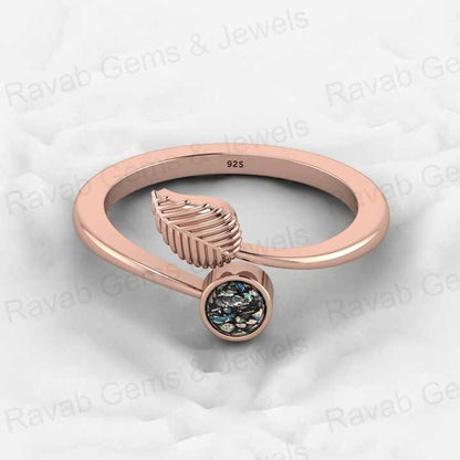 Best Selling Solid 925 Sterling Silver Black Ethiopian Opal Bezel Leaf Designer Adjustable Ring for Women Birthstone Jewelry