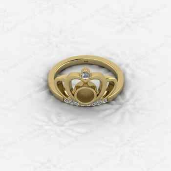 High Quality 925 Silver Princess Crown 6mm Round CZ Semi Mount Blank Bezel Breastmilk Keepsake Resin Ashes Ring Setting Jewelry
