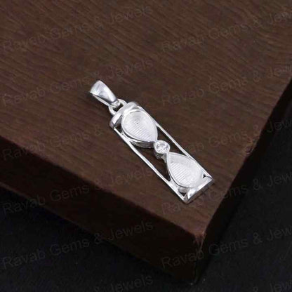 High Quality 925 Silver 6x4mm Pear Sand Timer Hourglass Charm Pendant Setting Resin Ashes DIY Memorial Jewelry Findings Craft