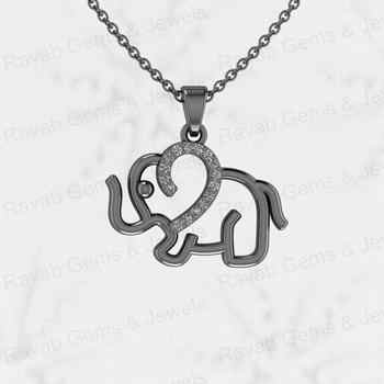 Genuine Solid 925 Sterling Silver 15x22mm Baby Elephant Prong Setting Outline Pendant for Women Animal Lover Handmade Necklace