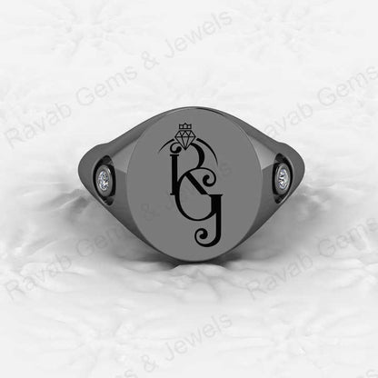 Best Selling Men's Personalized 925 Sterling Silver Signet Ring Custom Name Logo Engraved Diamond Stone for Wedding Fine Jewelry