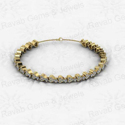 Top Selling Solid 925 Sterling Silver 18k Gold Plated Attractive Designer Bangle Link Chain 7.5 Inch Bracelet for Women Jewelry