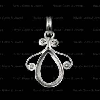 High Quality 925 Silver 8x10mm Pear Drop Semi Mounting Blank Charm Pendant Bezel Setting for DIY Jewelry Findings & Components