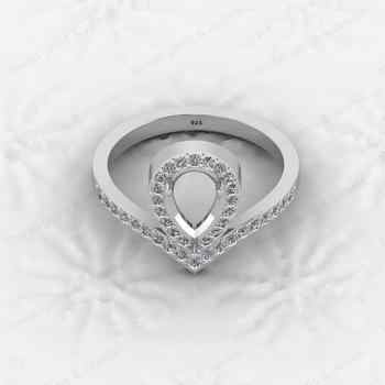 Genuine 925 Sterling Silver 7x9mm Pear Shape Semi Mount Ring Blank Setting for DIY Engagement Party Jewelry & Keepsake