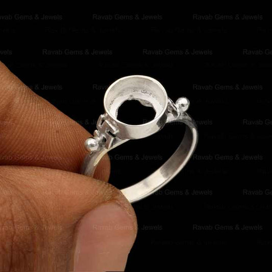 Top Selling 925 Sterling Silver Semi Mount Engagement Ring Blank Setting Base 8mm Round for Breastmilk & Keepsake DIY Jewelry