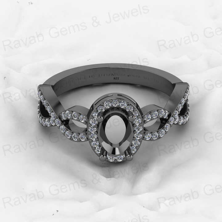 925 Solid Sterling Silver 8x6mm Oval Semi Mount Blank Setting Infinity Ring for Breastmilk & Keepsake Resin Ceramic Jewelry