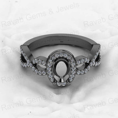 925 Solid Sterling Silver 8x6mm Oval Semi Mount Blank Setting Infinity Ring for Breastmilk & Keepsake Resin Ceramic Jewelry