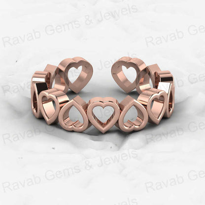 Beautiful 925 Silver 5mm Dainty Hollow Heart Love Day Gold Vermeil Eternity Band Adjustable Women Ring Fine Keepsake Jewelry