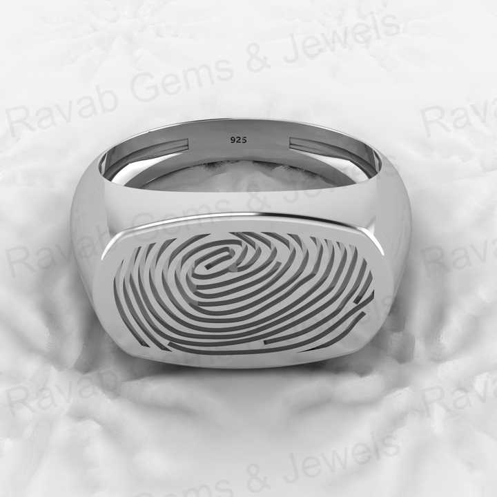Hot Selling 925 Genuine Sterling Silver Octagon Cushion Thumbnail Print Signet Personalized Designer Jewelry Men Fine Rings