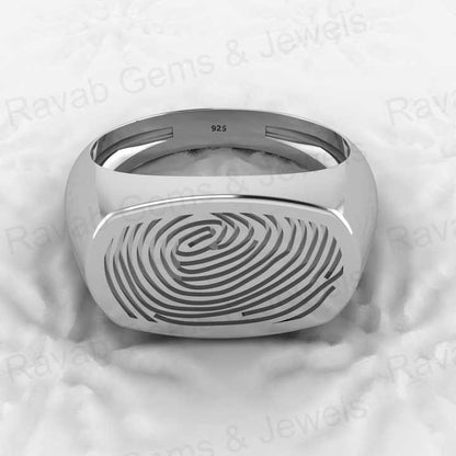 Hot Selling 925 Genuine Sterling Silver Octagon Cushion Thumbnail Print Signet Personalized Designer Jewelry Men Fine Rings
