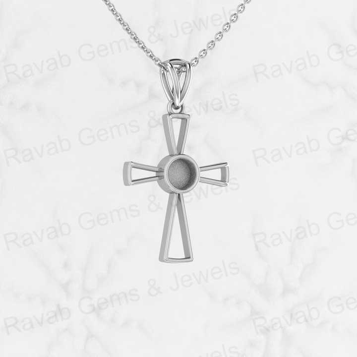 Genuine 925 Sterling Silver 24x18mm Christ Cross Semi Mounting Blank Setting Charm Pendant for Jewelry Findings & Components