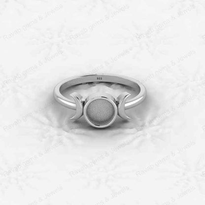 New Arrival 925 Sterling Silver 6mm Half Moon Semi Mount Blank Setting Best Wishes Ring Good for Resin Keepsake Finding Jewelry