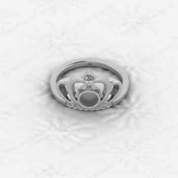High Quality 925 Silver Princess Crown 6mm Round CZ Semi Mount Blank Bezel Breastmilk Keepsake Resin Ashes Ring Setting Jewelry