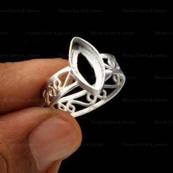 High Quality 925 Genuine Solid Silver 5x10mm Marquise Semi Mount Blank Bezel Setting Ring Gemstone Jewelry Findings Components