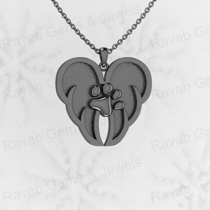 Solid 925 Silver 25mm Angel Wings With Dog Paw Semi Mounting Setting Charm Pendant Necklace Resin Ashes Work Jewelry Findings