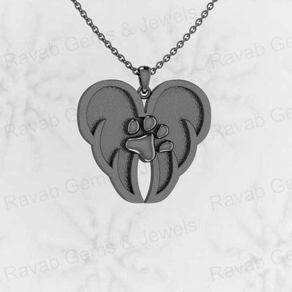 Solid 925 Silver 25mm Angel Wings With Dog Paw Semi Mounting Setting Charm Pendant Necklace Resin Ashes Work Jewelry Findings