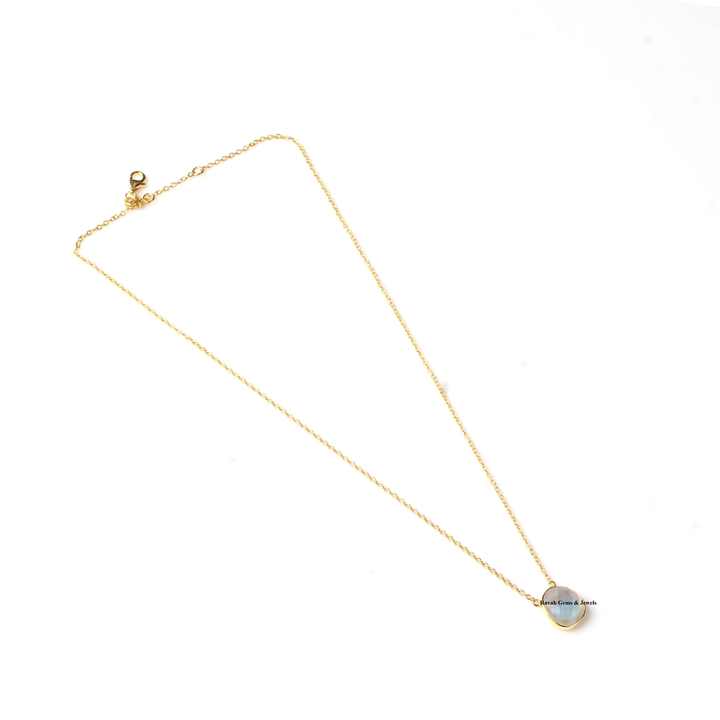 Best Selling Genuine 925 Silver Rainbow Moonstone Healing Crystal Vermeil Eternity Band Dainty Chain Pendant Necklace for Her