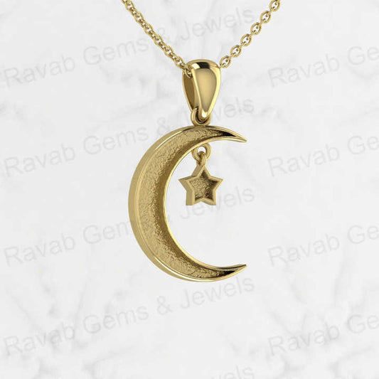 Genuine 925 Sterling Silver 20mm Moon Star Design Semi Mounting Blank Base Setting Charm Pendant for Resin & Ashes Work Jewelry