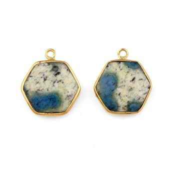 New Arrival 18K Gold Plated Solid 925 Sterling Silver K2 Jasper Hexagon Pendant Necklace Fine Pendants & Charms