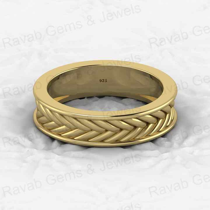 Top Trending 925 Sterling Silver Gold Vermeil Modernist Rope Weave Braid Knot Wicker 4mm Eternity Band Men's Ring Fine Jewelry