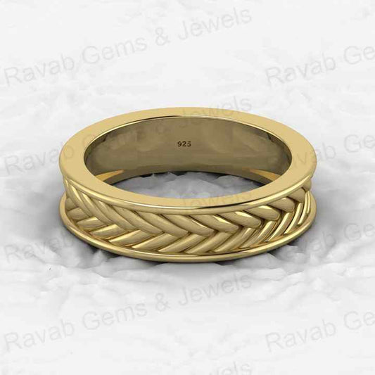Top Trending 925 Sterling Silver Gold Vermeil Modernist Rope Weave Braid Knot Wicker 4mm Eternity Band Men's Ring Fine Jewelry