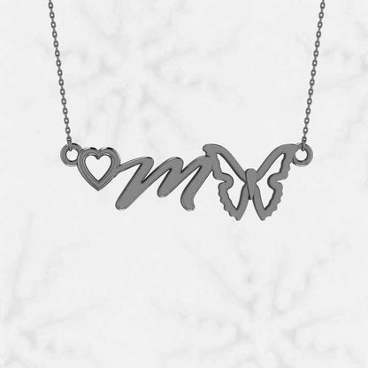 Top Trending Initial Letter With Heart Butterfly Design 925 Sterling Silver Charm & Pendant Necklace for Women Fine Jewelry