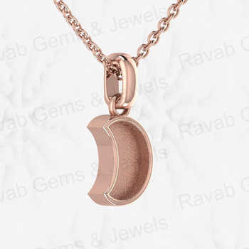 Best Quality 925 Silver 9X11mm Half Moon Semi Mounting Memorial Charm Pendant Setting for Resin & Ashes Work Keepsake Jewelry