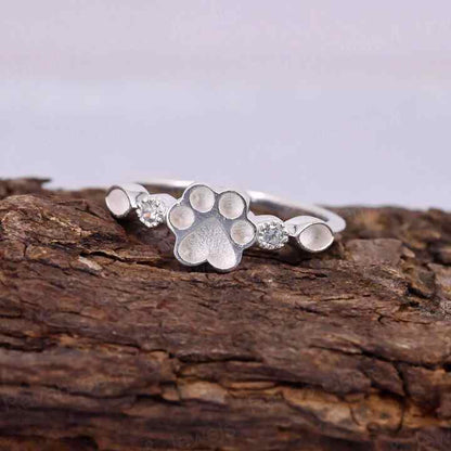 High Quality 925 Silver 8mm Dog Paw Half Eternity Marquise With CZ Empty Blank Setting Ring Breastmilk DIY Memorial Pet Jewelry