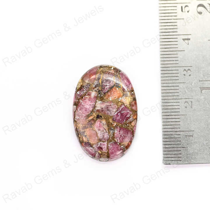 Top Selling 20x30mm Mohave Ruby Composite Copper Cabochons High-Polished Quartz Gemstone Smooth Oval Shape Jewelry Making