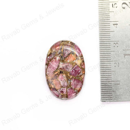 Top Selling 20x30mm Mohave Ruby Composite Copper Cabochons High-Polished Quartz Gemstone Smooth Oval Shape Jewelry Making